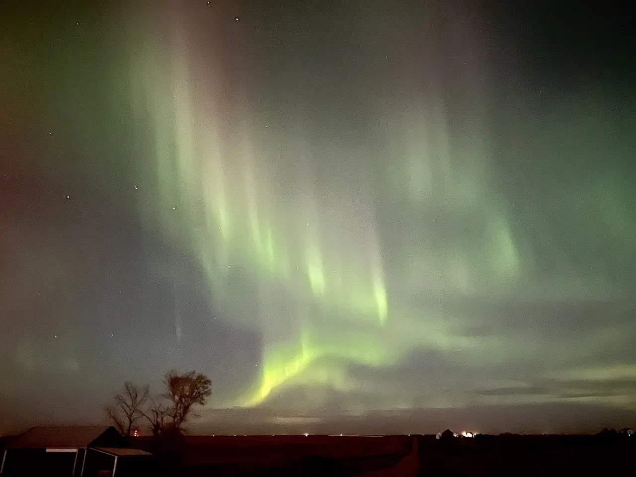 Aurora over the prairie farmland, 2025
